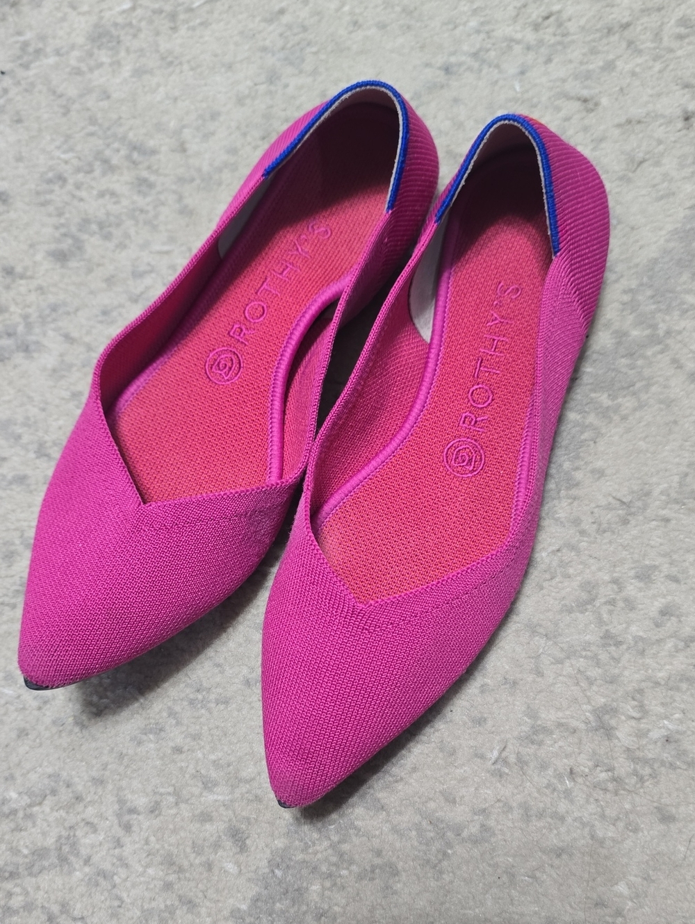 Rothy's "THE POINT" Hot Pink Pointed Knit Flats Sz 9
